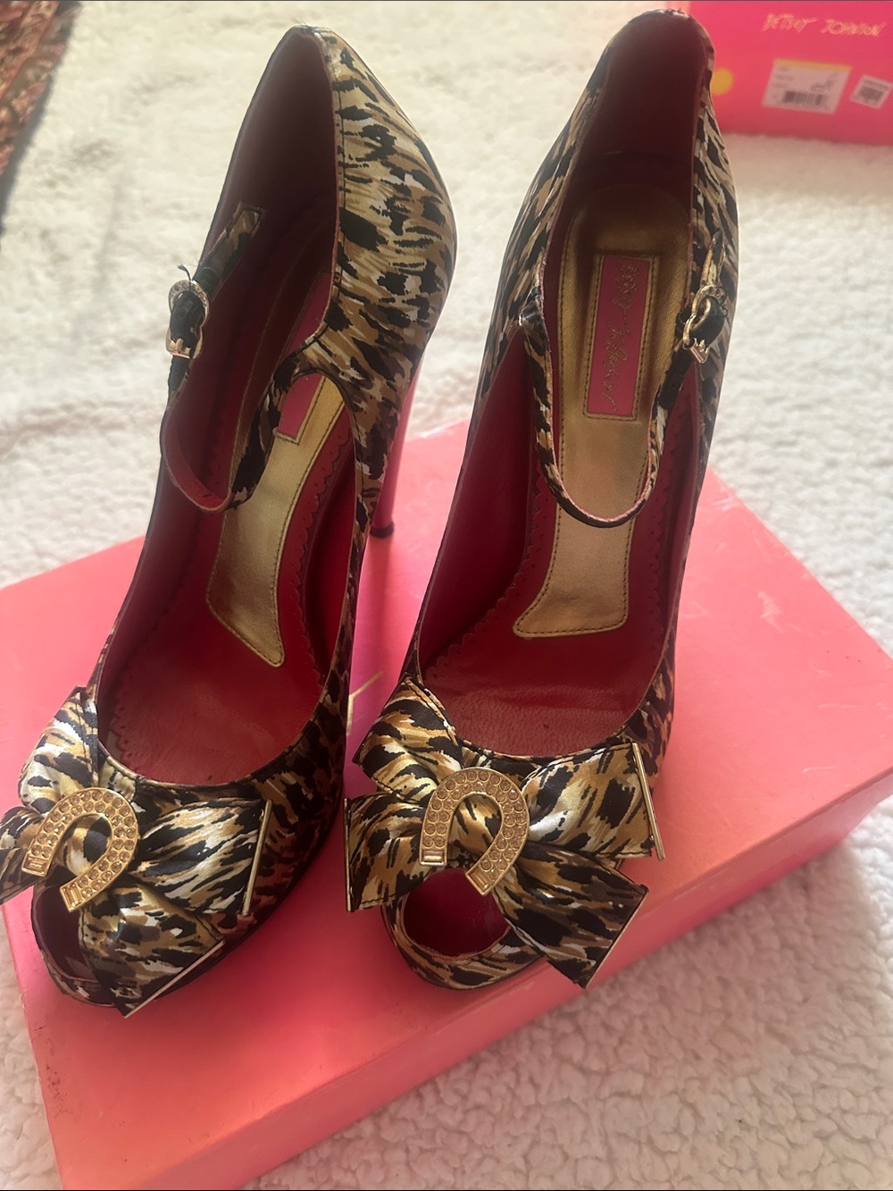 Betsey Johnson Tabbi Cheetah Peep Toe Heel